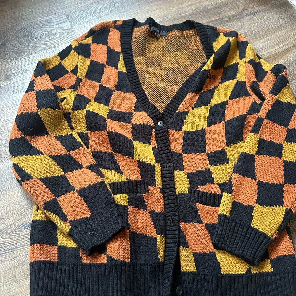 Vans Bold Black and Orange Cardigan Sweater